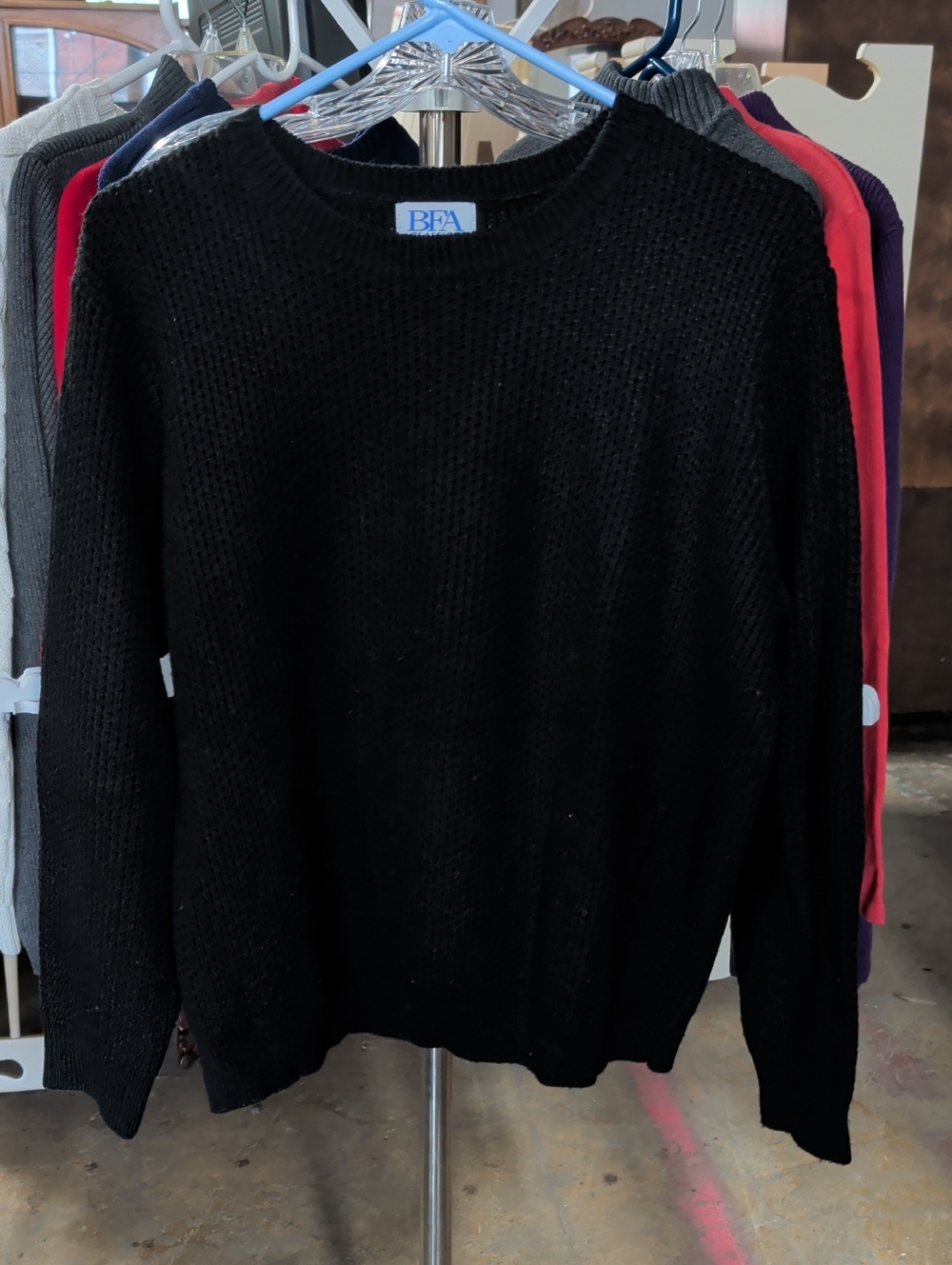 BFA Classics Black Crewneck Acrylic Knit Sweater